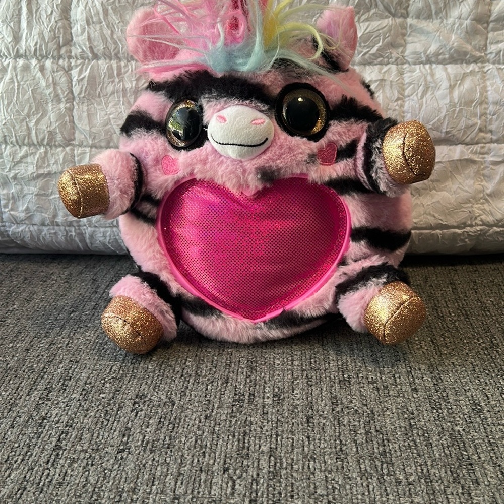 Pink and Black Striped Plush with Heart